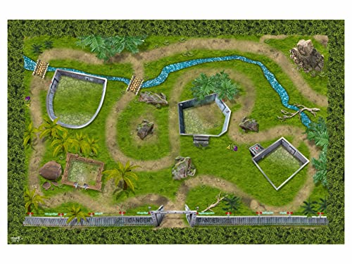 Dinopark Tischdecke abwaschbar für Kinder | STD10 | Spieldecke 150 x 100 cm | ideales Zubehör zu Spiel-Figuren von Lego, Schleich, Playmobil, Papo, Bullyland (Dinopark) von Stikkipix