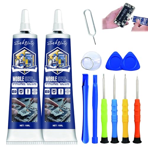 Display Kleber Extra Stark, Handy Display Kleber Smartphone Glue, Universalkleber Schwarz und Transparent Handy Kleber Smartphone für Touchscreen, mit Kleinen Präzisionsnadeln, Anti Verstopfung von StinkBlitz