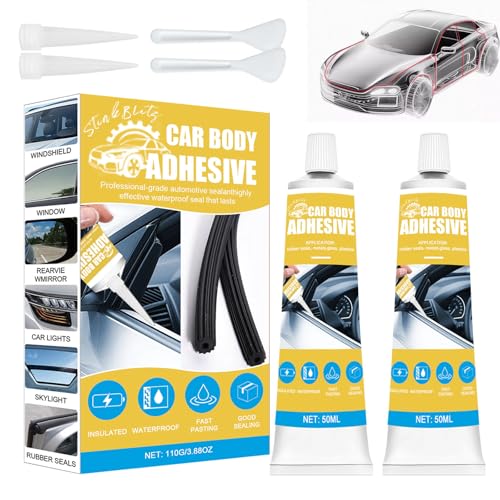Schwarzer Silikonkleber für Auto, wasserdicht, verschleißfest, isilikonisch, für Karosserie, Reparatur-Set für Windschutzscheibe, mit 2 Röhren, 50 ml, Tüllen und Spachtel für Fensterdichtungen, weiche Schwarzer Silikonkleber für Auto, wasserdicht, verschleißfest, isilikonisch, für Karosserie, Reparatur-Set für Windschutzscheibe, mit 2 Röhren, 50 ml, Tüllen und Spachtel für Fensterdichtungen, weiche von StinkBlitz