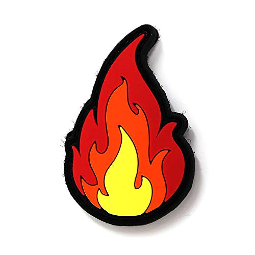 Stinking Patch Co. - 1x 3,7 cm x 5,7 cm Rechteckiges Flammendes Appliqué-Patch mit Klettverschluss - Feuer-Design - PVC Gummi - Aufnäher - Patch von Stinking Patch Co.