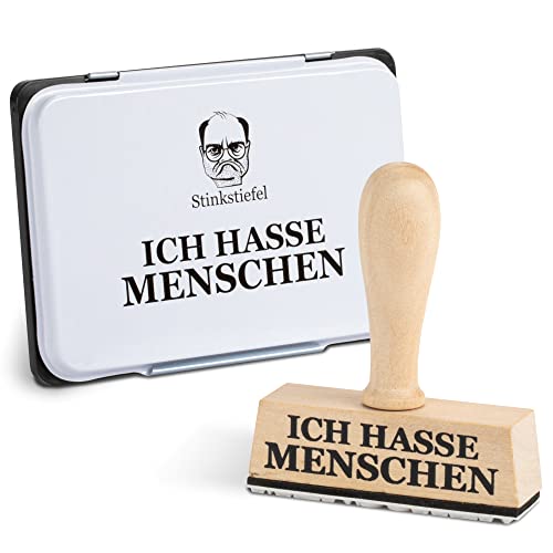 Stinkstiefel Stempel Lustig mit Stempelkissen - Holzstempel - Aufdruck 7cm x 2cm - Stempel Witzig – Witzige Büroartikel - Geschenke für Freunde, Arbeitskollegen und Schüler - Büro Gadgets von Stinkstiefel