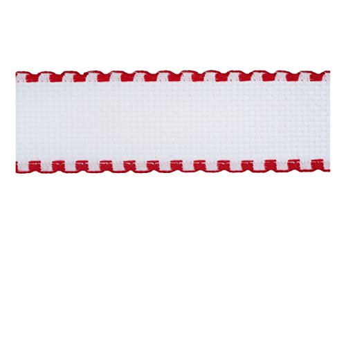 Stitch Garden | Aida Band ndlcraft Stoff | 8 mx30 mm | 16 CT | sgb30 White/Red Edging von Stitch Garden
