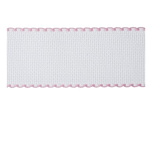 Stitch Garden | Aida Band ndlcraft Stoff | 8 mx50 mm (57831) | 16 CT | sgb50 White/Pink Edging von Stitch Garden