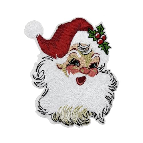 10,2 cm Retro Santa Vintage Weihnachten 80er Jahre bestickter Aufnäher zum Aufbügeln 10,2 cm Retro Santa Vintage Weihnachten 80er Jahre bestickter Aufnäher zum Aufbügeln von Stitch-Witch