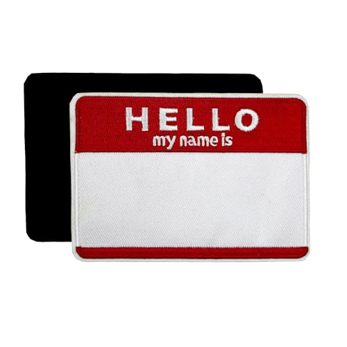 10,2 cm großer Aufnäher mit Aufschrift "Hello My Name is", unbeschriftet, mit Klettverschluss 10,2 cm großer Aufnäher mit Aufschrift "Hello My Name is", unbeschriftet, mit Klettverschluss von Stitch-Witch
