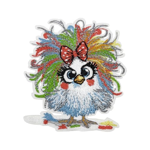 7,6 cm niedliches verrücktes Huhn bestickter Aufnäher zum Aufbügeln für Küken zum Ausgehen von Stitch-Witch