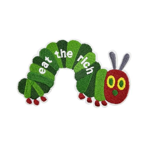 Bestickter Aufnäher zum Aufbügeln, 8,9 cm, Raupe "Eat The Rich" Bestickter Aufnäher zum Aufbügeln, 8,9 cm, Raupe "Eat The Rich" von Stitch-Witch