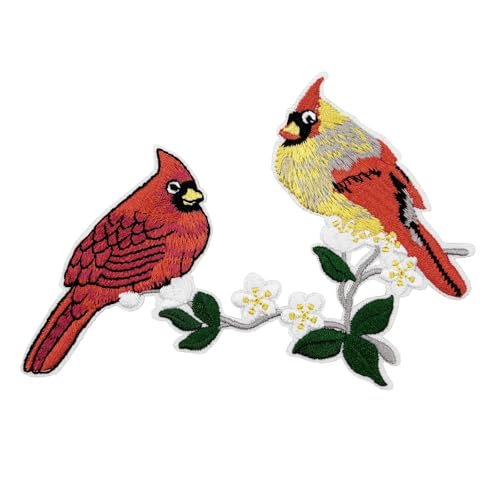 Cardinal Birds bestickter Aufnäher – männliche & weibliche Vögel auf blühendem Ast – Bügelapplikation für Jacken, Taschen, Bastelarbeiten – 13,5 cm x 9,9 cm Cardinal Birds bestickter Aufnäher – männliche & weibliche Vögel auf blühendem Ast – Bügelapplikation für Jacken, Taschen, Bastelarbeiten – 13,5 cm x 9,9 cm von Stitch-Witch