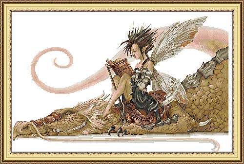 Stitchmelody DMC Kreuzstich-Set, 14-fädig, unbedrucktes Muster, Stickset, Handarbeit, das Mädchen saß auf dem Drachen, 53 x 36 cm Stitchmelody DMC Kreuzstich-Set, 14-fädig, unbedrucktes Muster, Stickset, Handarbeit, das Mädchen saß auf dem Drachen, 53 x 36 cm von Stitchmelody