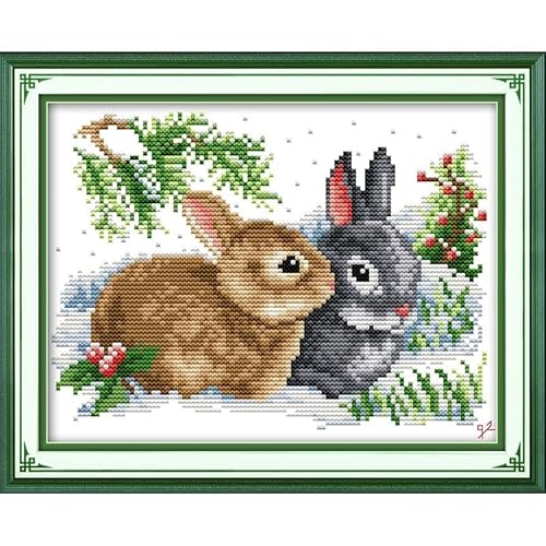 Stitchmelody Gestempeltes Kreuzstich-Set, 11-fädiges gedrucktes Muster, Stickset, DIY, Heimdekoration, süße Kaninchen, 33 cm x 24 cm Stitchmelody Gestempeltes Kreuzstich-Set, 11-fädiges gedrucktes Muster, Stickset, DIY, Heimdekoration, süße Kaninchen, 33 cm x 24 cm von Stitchmelody