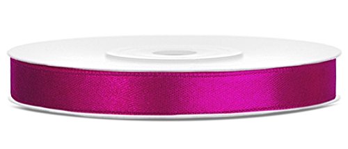 Satinband 25 Meter x 6mm in 31 Farben; Satin Stoff Rolle/ Hochzeit Dekoband Geschenkband Party Nähen Basteln Autoschleife (20. Fuchsia) von Stoff-Kollektion