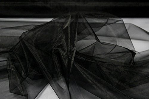 Stoff-Kollektion - Organza Stoff Meterware aus Polyester & Nylon zuschneidbar - Organzastoff glänzend & weich 150cm breit – Ideal für Dekorationen bei Tischen, Sälen, Schaufenster etc. - Schwarz von Stoff-Kollektion
