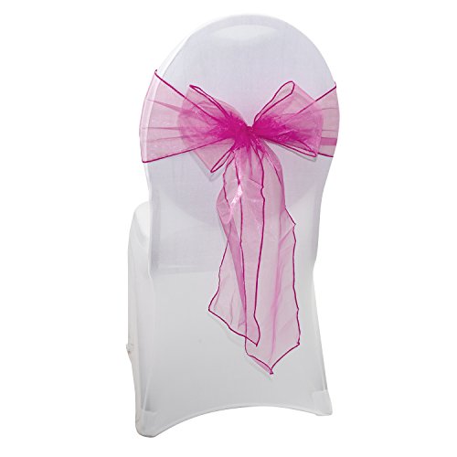 Stoff-Kollektion - Organza Stuhlschleifen 25 Stück aus Polyester – Stuhlschärpe Zierschleifen wiederverwendbar & waschbar – Ideal für Stuhlhussen bei Hochzeiten, Events & Feiern - Rosa von Stoff-Kollektion