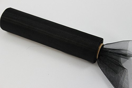 Stoff-Kollektion - Organza Tischläufer Meterware aus Polyester & Nylon – Organza-Stoffrolle 15 cm breit & 9 m lang – Dekoratives Tischband für Hochzeiten, Geburtstage & besondere Anlässe - Schwarz von Stoff-Kollektion