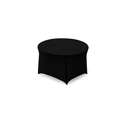 Stoff-Kollektion Tischdecke Tischüberzug Tischhusse 180cm Durchmesser 6ft. Stretch Dehnbar(Schwarz, 1 Stück) von Stoff-Kollektion