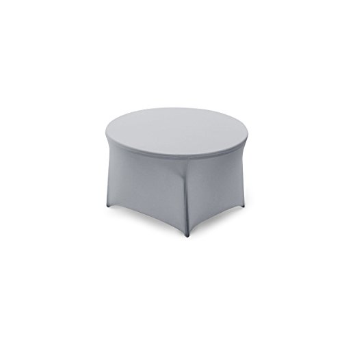 Stoff-Kollektion Tischdecke Tischüberzug Tischhusse 180cm Durchmesser 6ft. Stretch Dehnbar(Silbergrau, 1 Stück) von Stoff-Kollektion