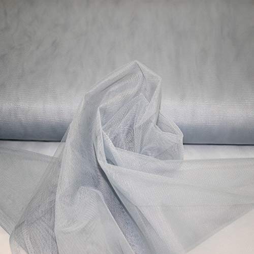 Stoff-Kollektion - Tüll Stoff Meterware aus Polyester - Tüllstoff Glänzend & Doppelseitig 150cm breit – Ideal zum Nähen von Kostümen, für Bekleidung, als Dekostoff etc. - Silbergrau von Stoff-Kollektion