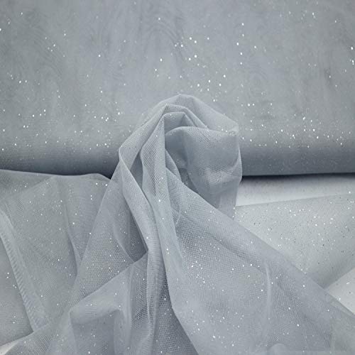 Stoff-Kollektion - Tüll Stoff mit Glitzerpigmenten Meterware aus Polyester - Tüllstoff Glänzend & Doppelseitig 150cm – Ideal zum Nähen von Kostümen, für Tütü, als Dekostoff etc. - Silbergrau Stoff-Kollektion - Tüll Stoff mit Glitzerpigmenten Meterware aus Polyester - Tüllstoff Glänzend & Doppelseitig 150cm – Ideal zum Nähen von Kostümen, für Tütü, als Dekostoff etc. - Silbergrau von Stoff-Kollektion