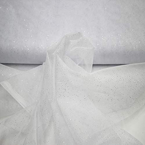 Stoff-Kollektion - Tüll Stoff mit Glitzerpigmenten Meterware aus Polyester - Tüllstoff Glänzend & Doppelseitig 150cm – Ideal zum Nähen von Kostümen, für Tütü, als Dekostoff etc. - Weiß Stoff-Kollektion - Tüll Stoff mit Glitzerpigmenten Meterware aus Polyester - Tüllstoff Glänzend & Doppelseitig 150cm – Ideal zum Nähen von Kostümen, für Tütü, als Dekostoff etc. - Weiß von Stoff-Kollektion