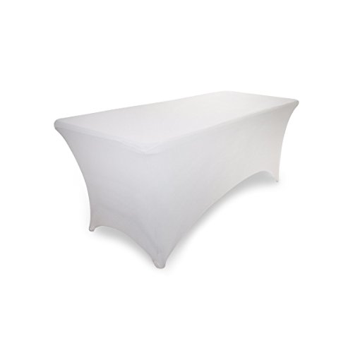 Tischdecke Tischüberzug Tischhusse 180cm x 80 cm 6ft. Stretch Dehnbar(Weiß, 1 Stück) von Stoff-Kollektion