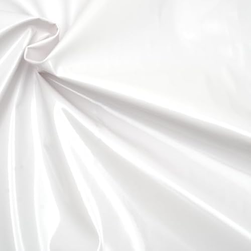 STOFFKONTOR Lackstoff Meterware in Weiß - Öko-Tex Standard 100 - Leicht quer-elastisch, 137 cm breit, ca. 315 g/lfm, Stoff-Geweberücken in weiß von STOFF KONTOR
