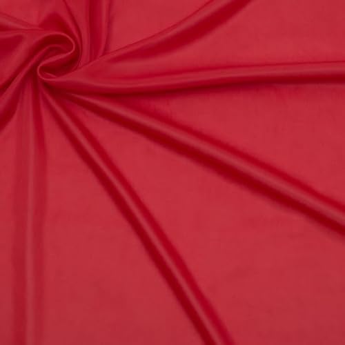 STOFFKONTOR Stretch Futterstoff Stoff Charmeuse - Öko-Tex Standard 100 - Meterware, Farbe Rot - zum Abfüttern von Bekleidung und zur Dekoration von Stoffkontor
