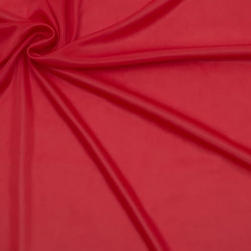 STOFFKONTOR Stretch Futterstoff Stoff Charmeuse - Öko-Tex Standard 100 - Meterware, Farbe Rot - zum Abfüttern von Bekleidung und zur Dekoration von Stoff Kontor