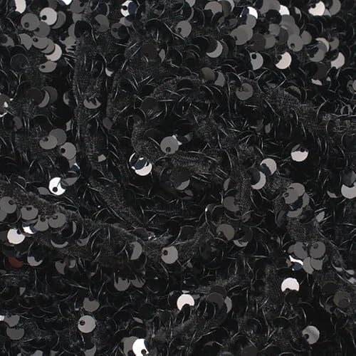 STOFFKONTOR Stretch Paillettenstoff Stoff - Öko-Tex Standard 100 - Meterware, Farbe Schwarz - zum Nähen von Bekleidung, Tanzkleidung, Dekorationen uvm. von Stoffkontor