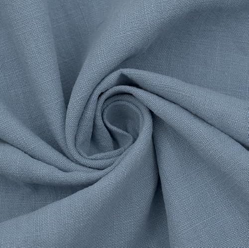 Stoff Kontor STOFFKONTOR 100% Leinenstoff Stonewashed - Meterware, Farbe Tauben-Blau - zum Nähen von Bekleidung und Dekorationen von Stoffkontor