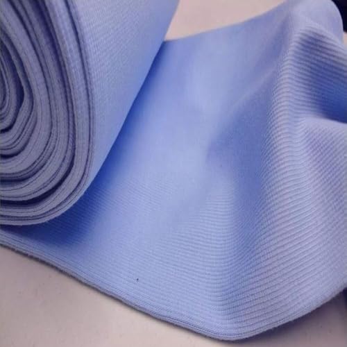 StoffBook Baumwolle BÜNDCHENSTOFF BI-Stretch RIPPENSTRUKTUR Stoff, B955 (Babyblau) von StoffBook