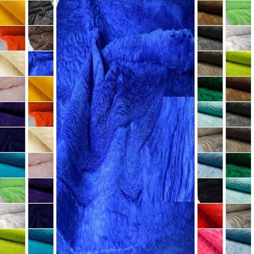 StoffBook ROYALBLAU TEDDYFELL GLATT TEDDYPLÜSCH FELL KUNSTFELL STOFF STOFFE, D144(Royalblau) von StoffBook