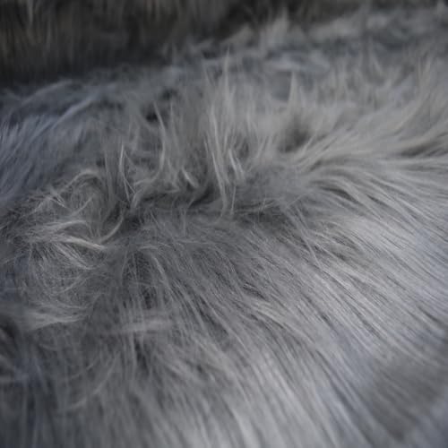 StoffBook SILBERGRAU WEICH KUNSTFELL HOCHLANDRIND LANGHAAR FELL WINDSCHUTZ MIRKOFON TEDDYFELL, B699 von StoffBook