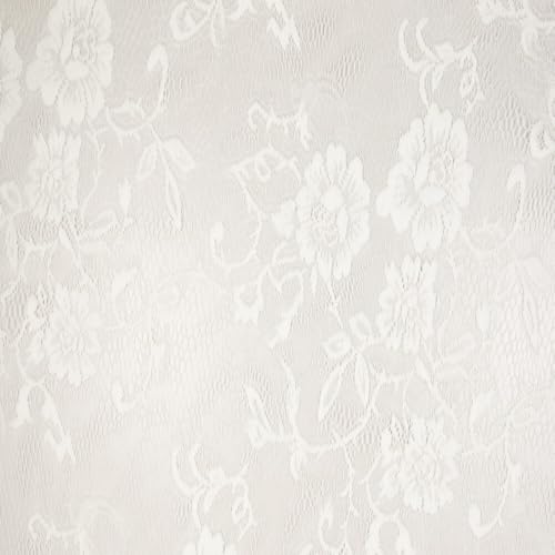 StoffBook Spitzenstoff BEFLOCKT Rosenmuster Spitze 290G Stoff Stoffe, D393 (Weiß/Rosen) von StoffBook