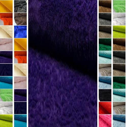 StoffBook VIOLETT TEDDYFELL GLATT TEDDYPLÜSCH FELL KUNSTFELL STOFF STOFFE, D532(Violett) von StoffBook