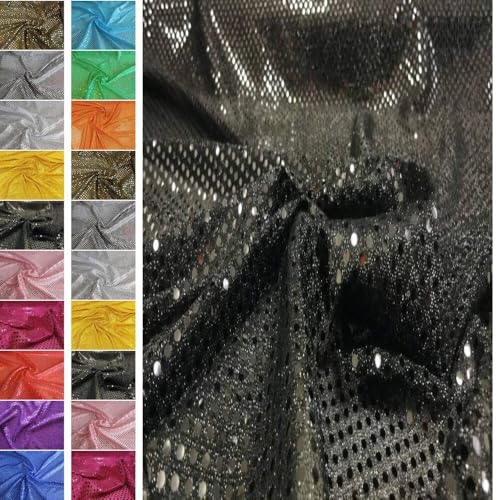 Stoffbook SCHWARZ Stretch GLITZERSTOFF PAILLETTENSTOFF KLEINE TUPFEN DIY Stoff Kleid Party, B959 von StoffBook