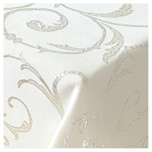StoffTex Tischdecke Weihnachten I Tischtuch I Tischwäsche I Dauerhaft Kratzfest I Festliche Tischdekoration Weihnachten Weihnachtsmotiv (Creme-Silber, Style 3, 30 x 100 cm) von StoffTex
