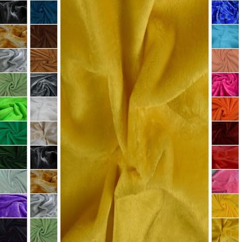 StoffBook GELB ELASTISCHES KANINCHEN-FELLIMITAT KUNSTFELL STOFF STOFFE, D228 von StoffBook
