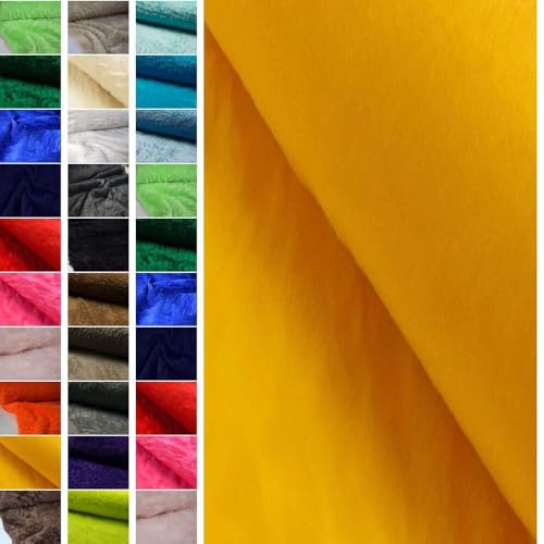 StoffBook GOLDGELB TEDDY-FELLIMITAT BÄRENFELL 1,5 CM KURZFLOR FÜR ACCESSOIRES, BEKLEIDUNG, D205 von StoffBook