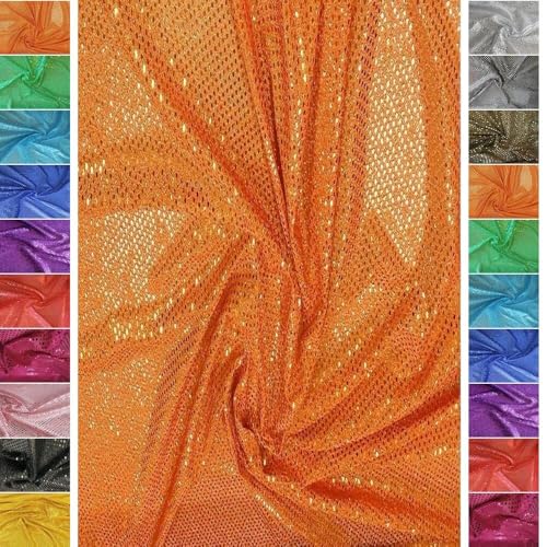 StoffBook ORANGE PAILLENTTENSTOFF KLEINE TUPFEN PAILLETTEN STOFF STOFFE, E110 von Stoffbook