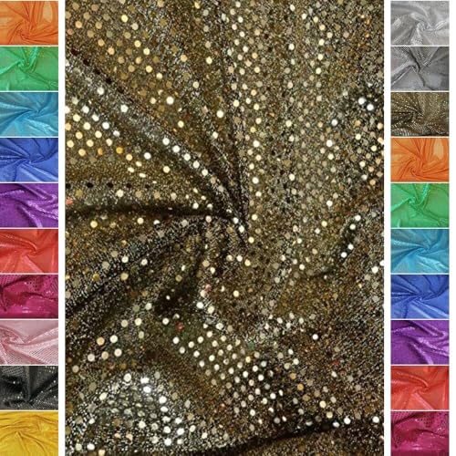 StoffBook GOLD/SCHWARZ PAILLENTTENSTOFF KLEINE TUPFEN PAILLETTEN STOFF STOFFE, B419 von Stoffbook