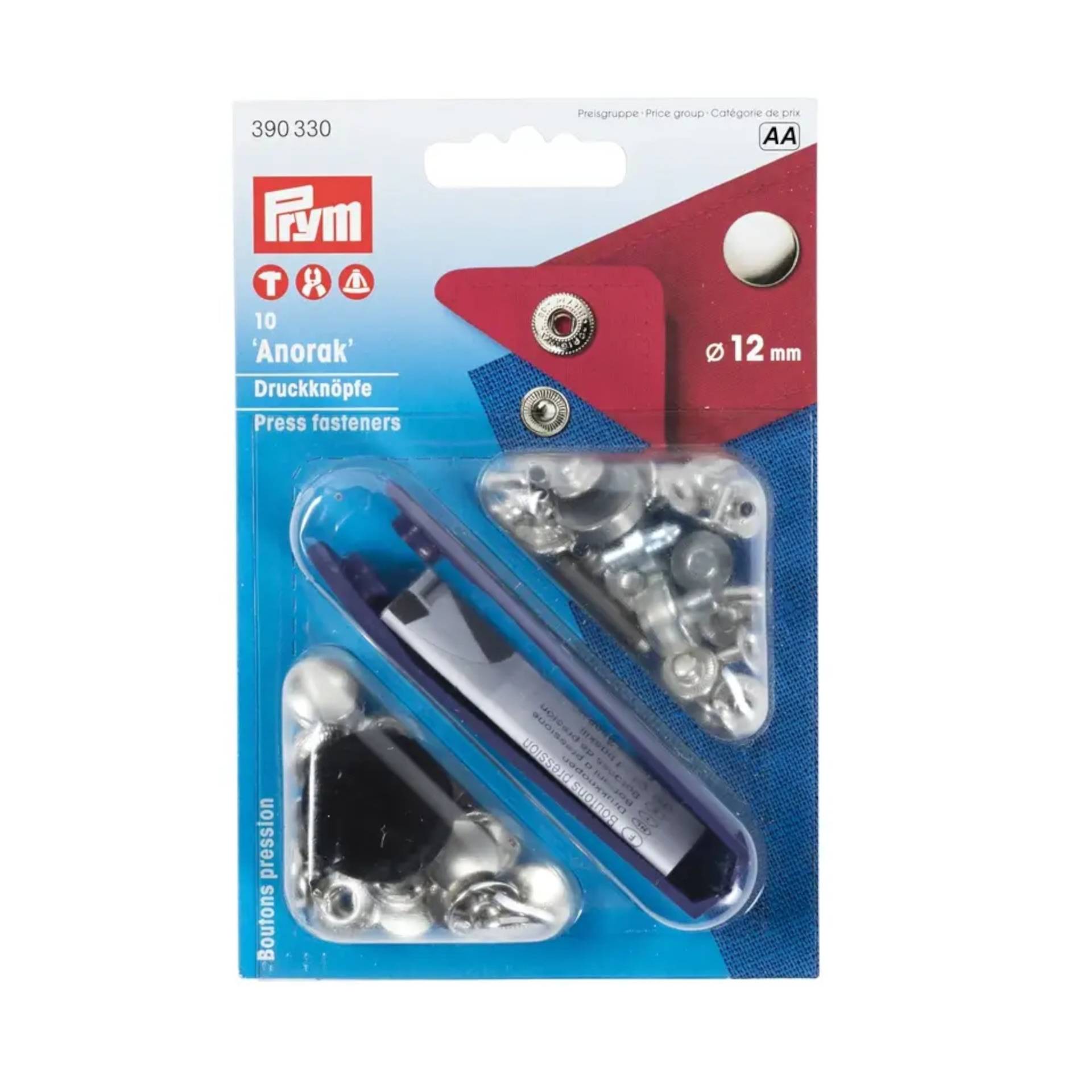 10 Druckknöpfe Anorak, 12 mm, silber 10 Druckknöpfe Anorak, 12 mm, silber von Stoffe Hemmers