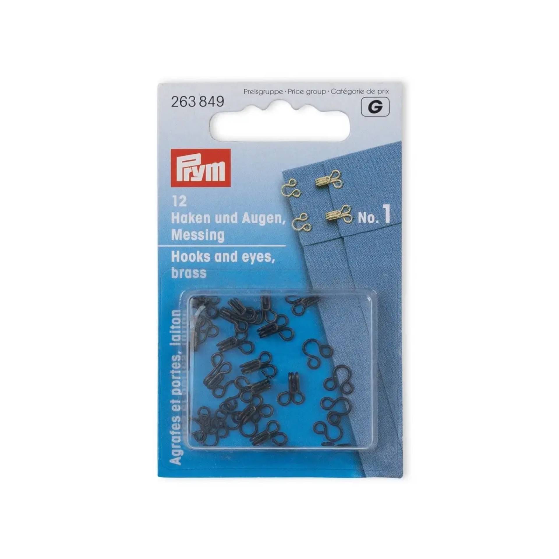 12 Haken & Augen, No. 1, schwarz von Stoffe Hemmers