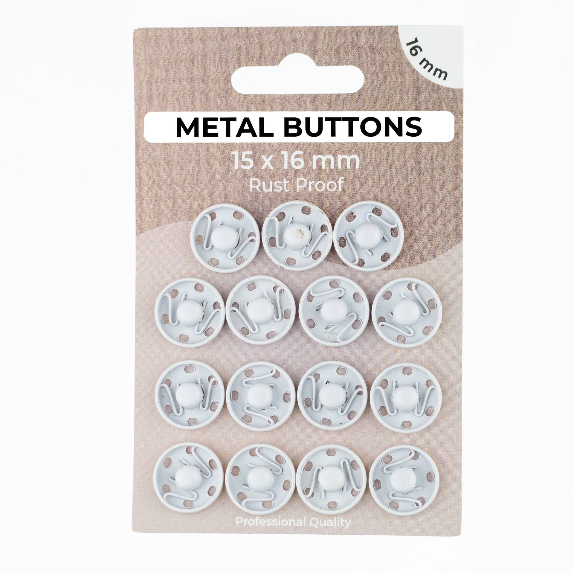 15 Annähdruckknöpfe, 16 mm, weiss 15 Annähdruckknöpfe, 16 mm, weiss von Stoffe Hemmers
