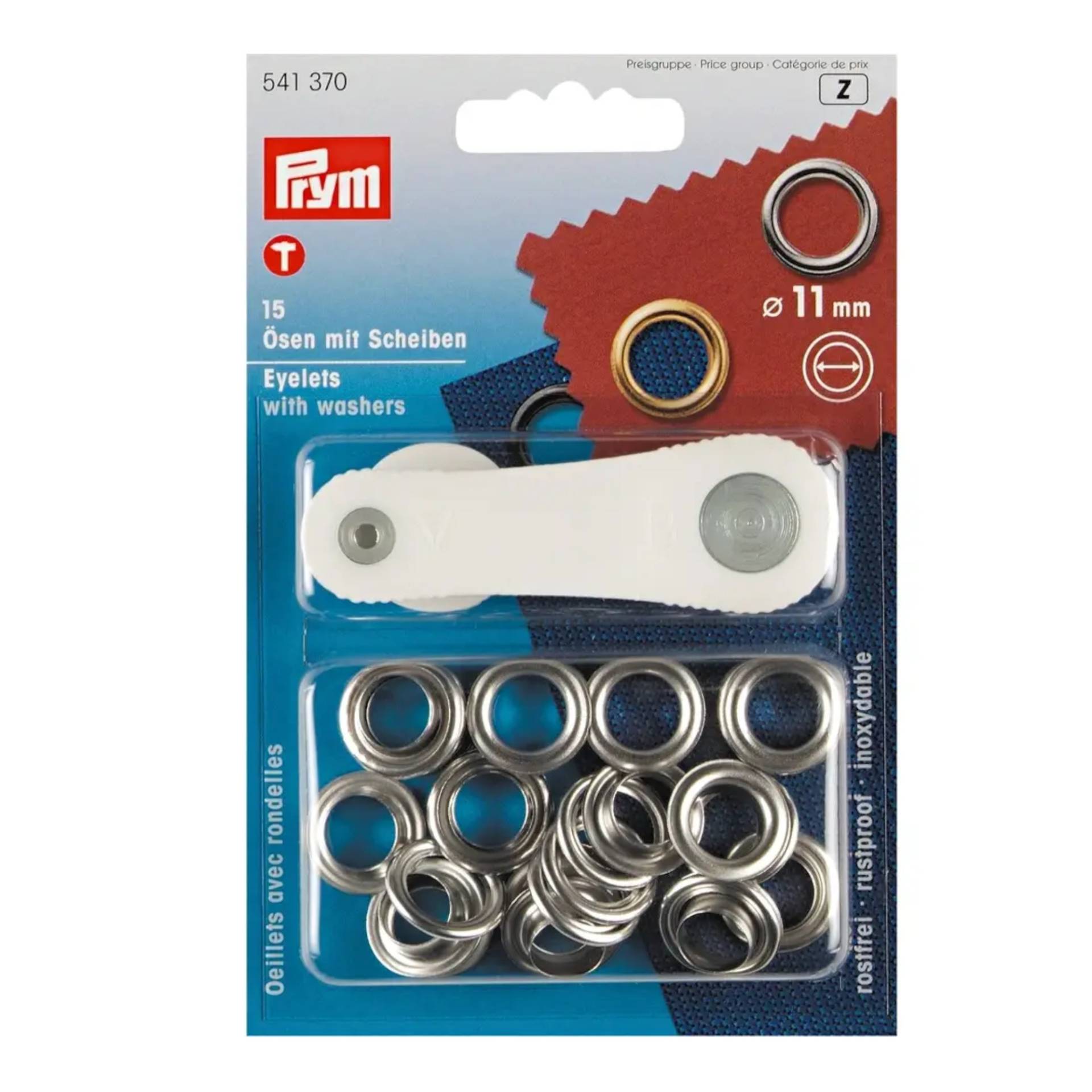 15 Ösen mit Scheiben, 11 mm, silberfarbig 15 Ösen mit Scheiben, 11 mm, silberfarbig von Stoffe Hemmers