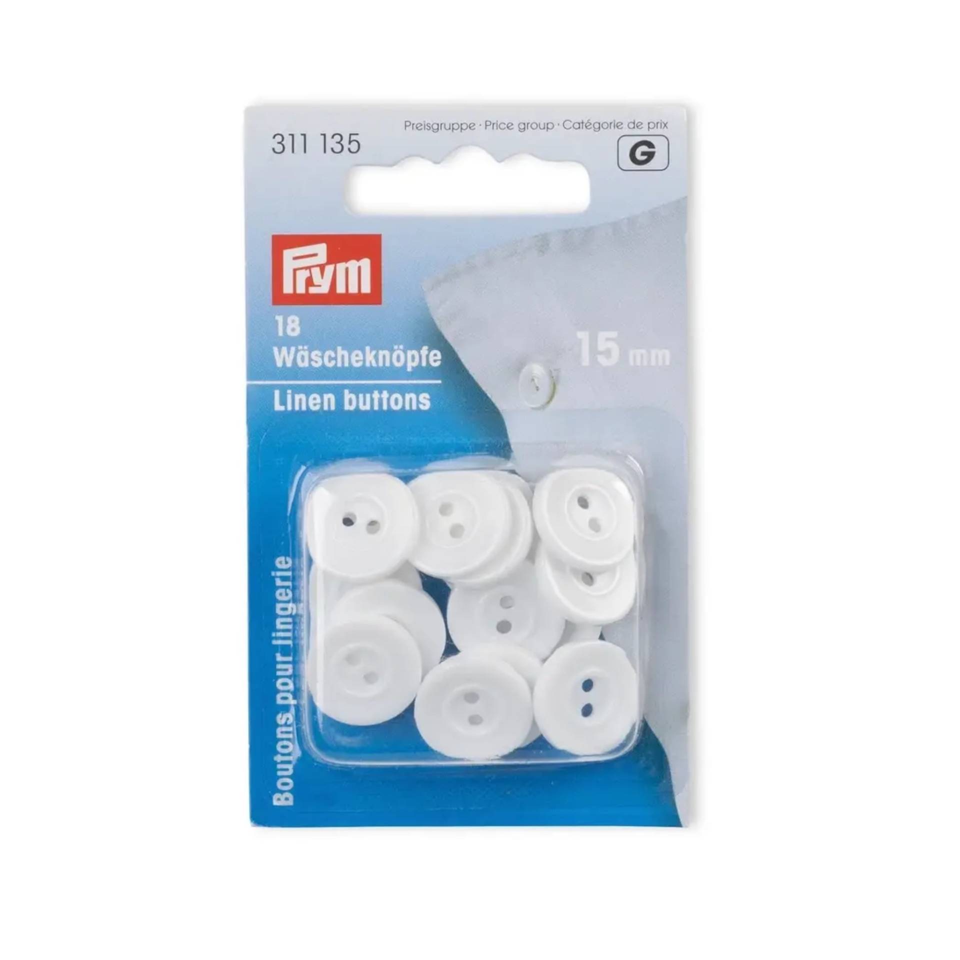 18 Wäscheknöpfe, 15 mm, weiss von Stoffe Hemmers