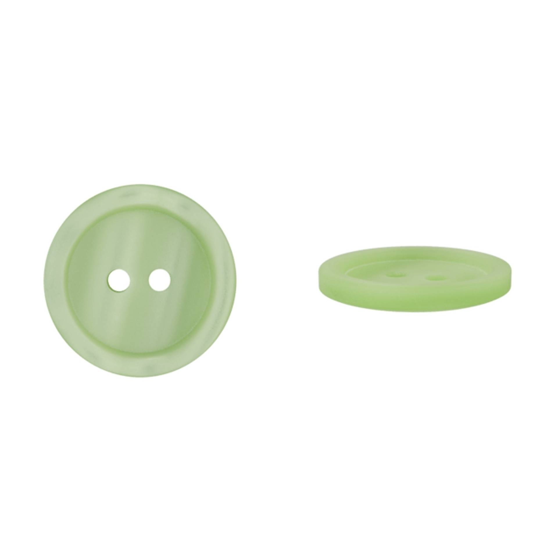 2-Loch Knopf Basic, hellgrün, 20mm von Stoffe Hemmers