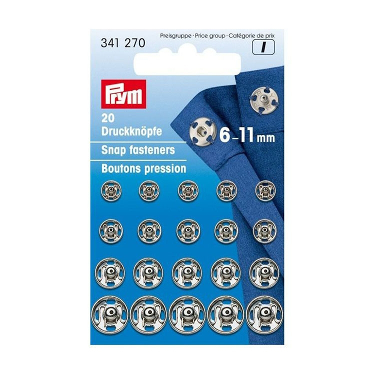 20 Druckknöpfe silber, 6-11 mm 20 Druckknöpfe silber, 6-11 mm von Stoffe Hemmers