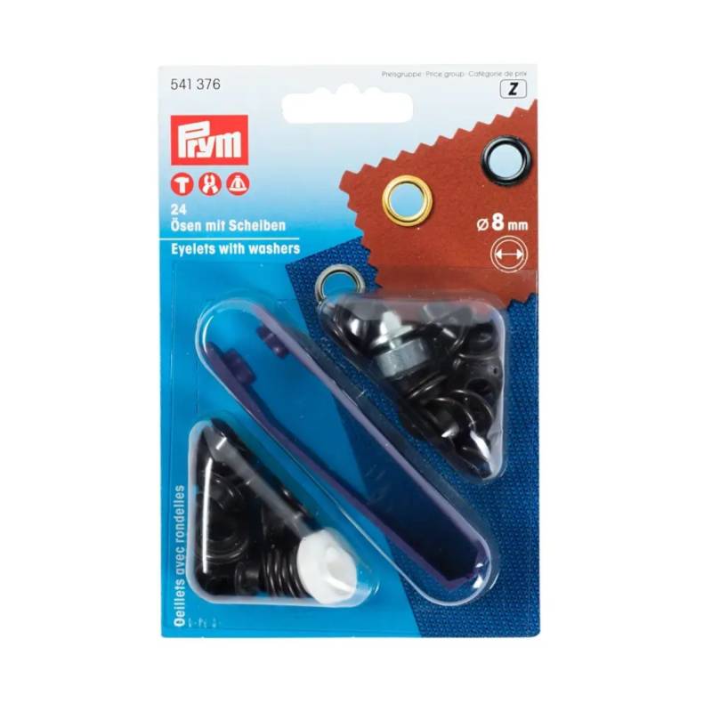 24 Ösen mit Scheiben, 8 mm, brüniert 24 Ösen mit Scheiben, 8 mm, brüniert von Stoffe Hemmers