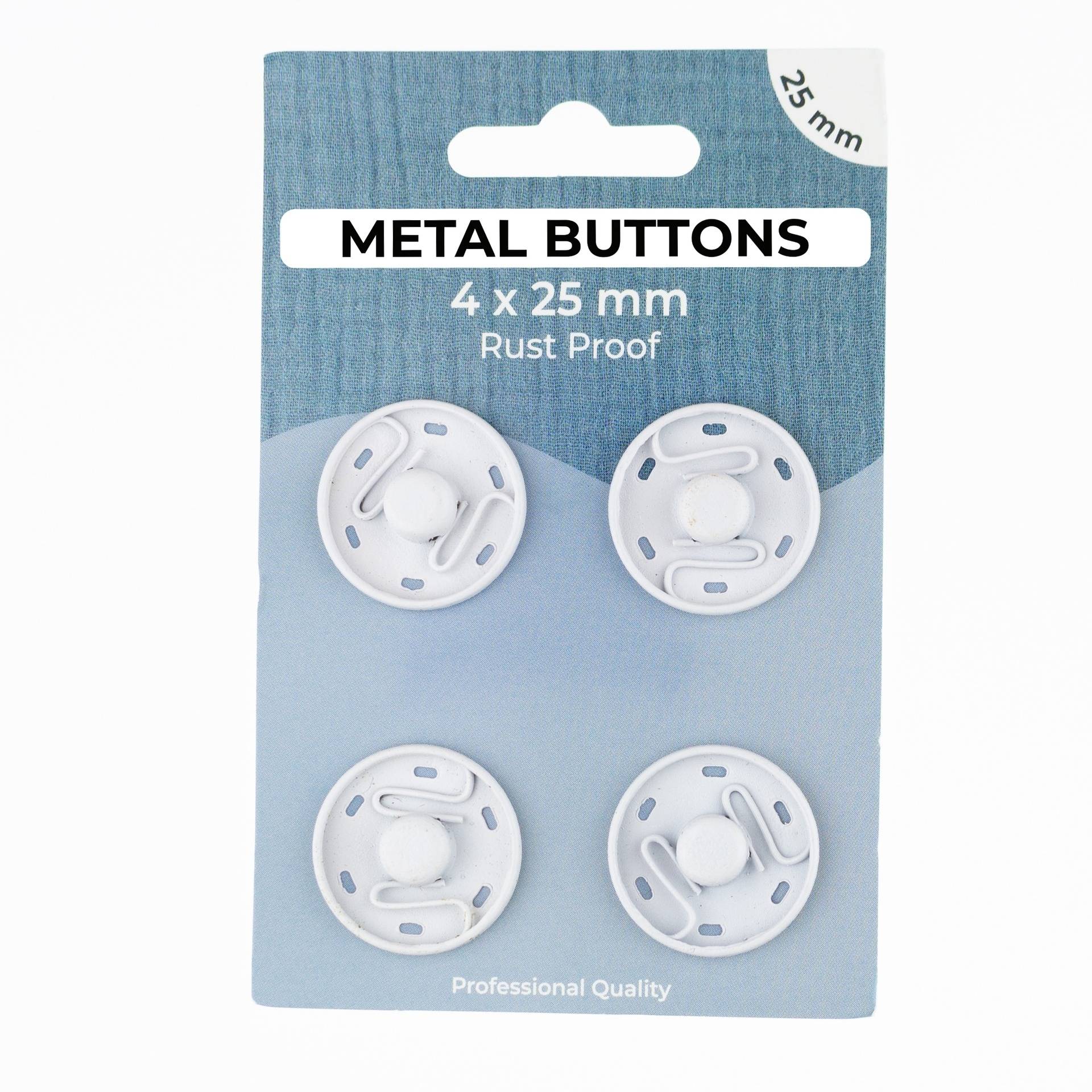 4 Annähdruckknöpfe, 25 mm, weiss 4 Annähdruckknöpfe, 25 mm, weiss von Stoffe Hemmers