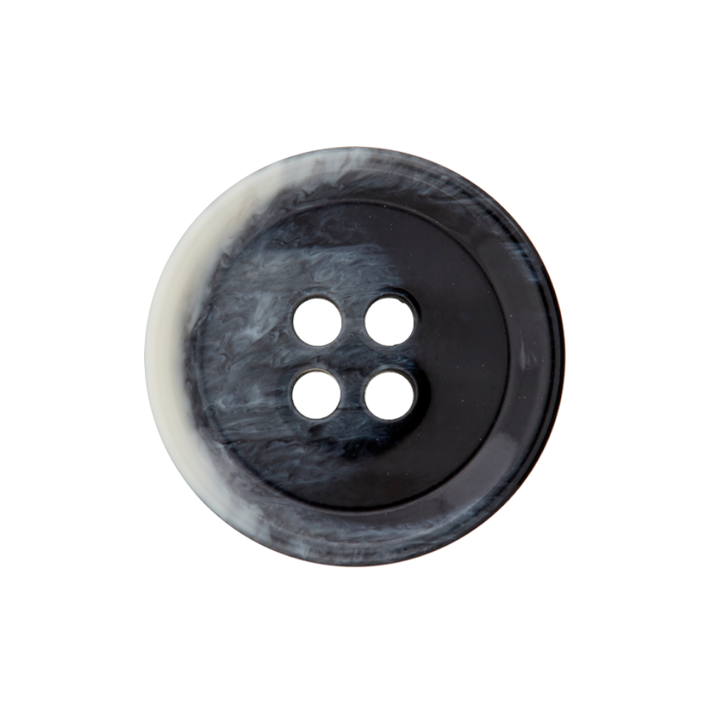 4-Loch Polyesterknopf, 20 mm, grau-schwarz von Stoffe Hemmers